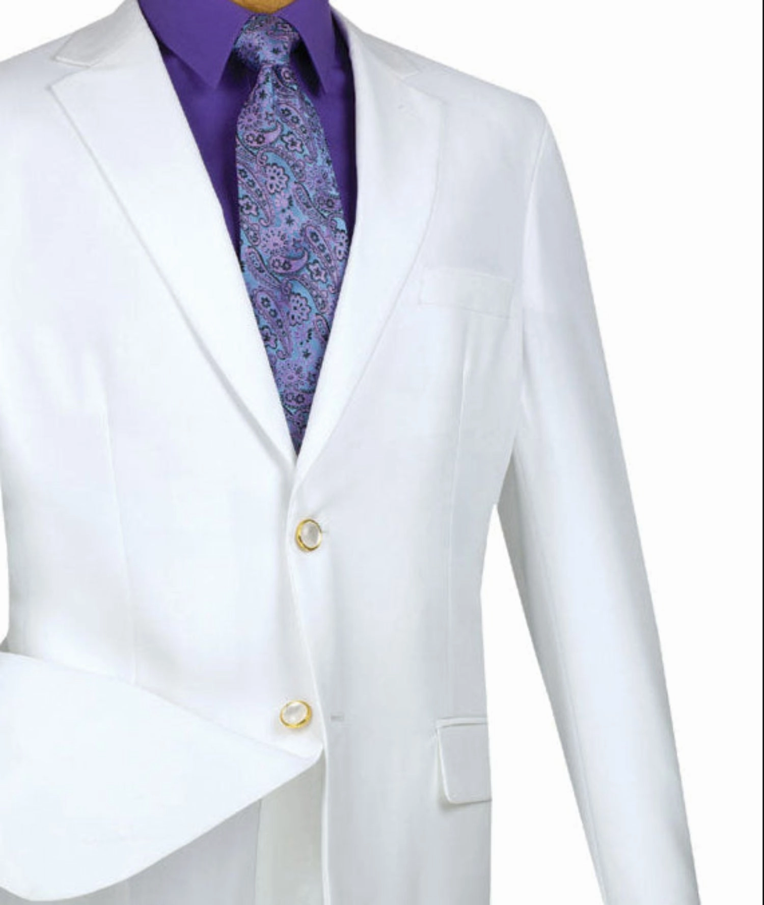 Conrad Collection: White Solid Color Single Breasted Regular Fit Blazer