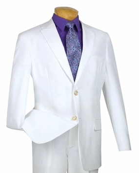 Conrad Collection: White Solid Color Single Breasted Regular Fit Blazer