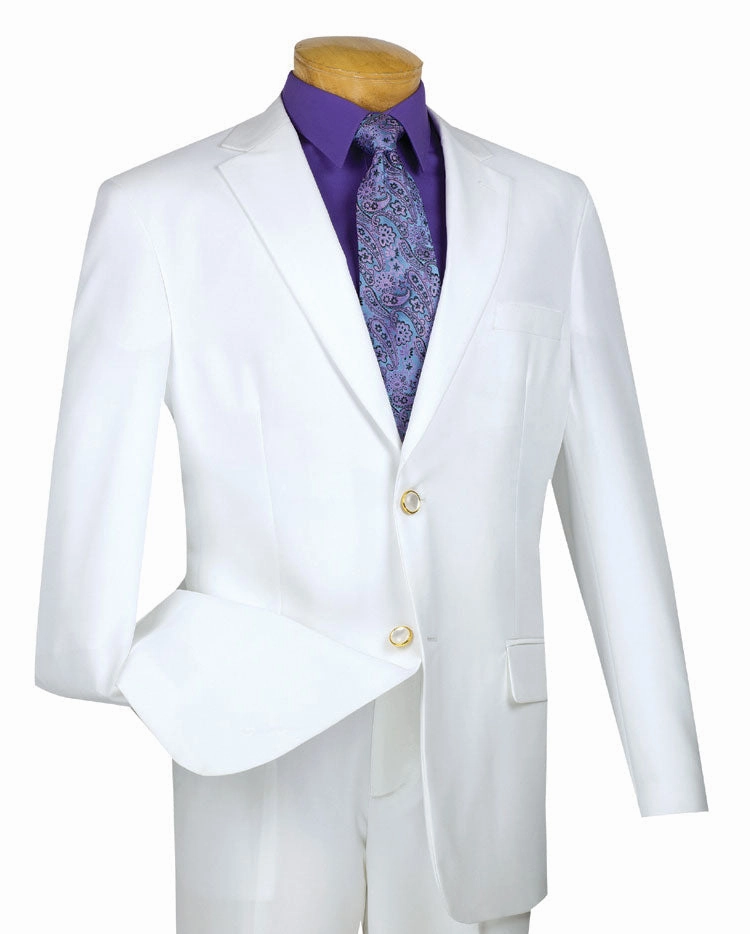 Conrad Collection: White Solid Color Single Breasted Regular Fit Blazer