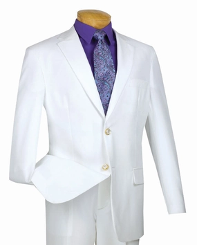 Conrad Collection: White Solid Color Single Breasted Regular Fit Blazer