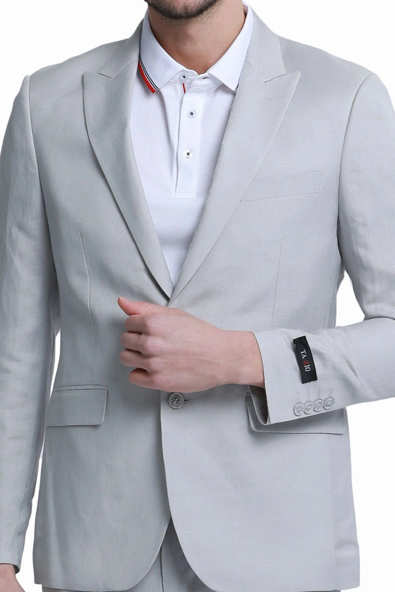 Couturious Collection: 2-Piece Slim Fit Solid Suit For Men In Grey
