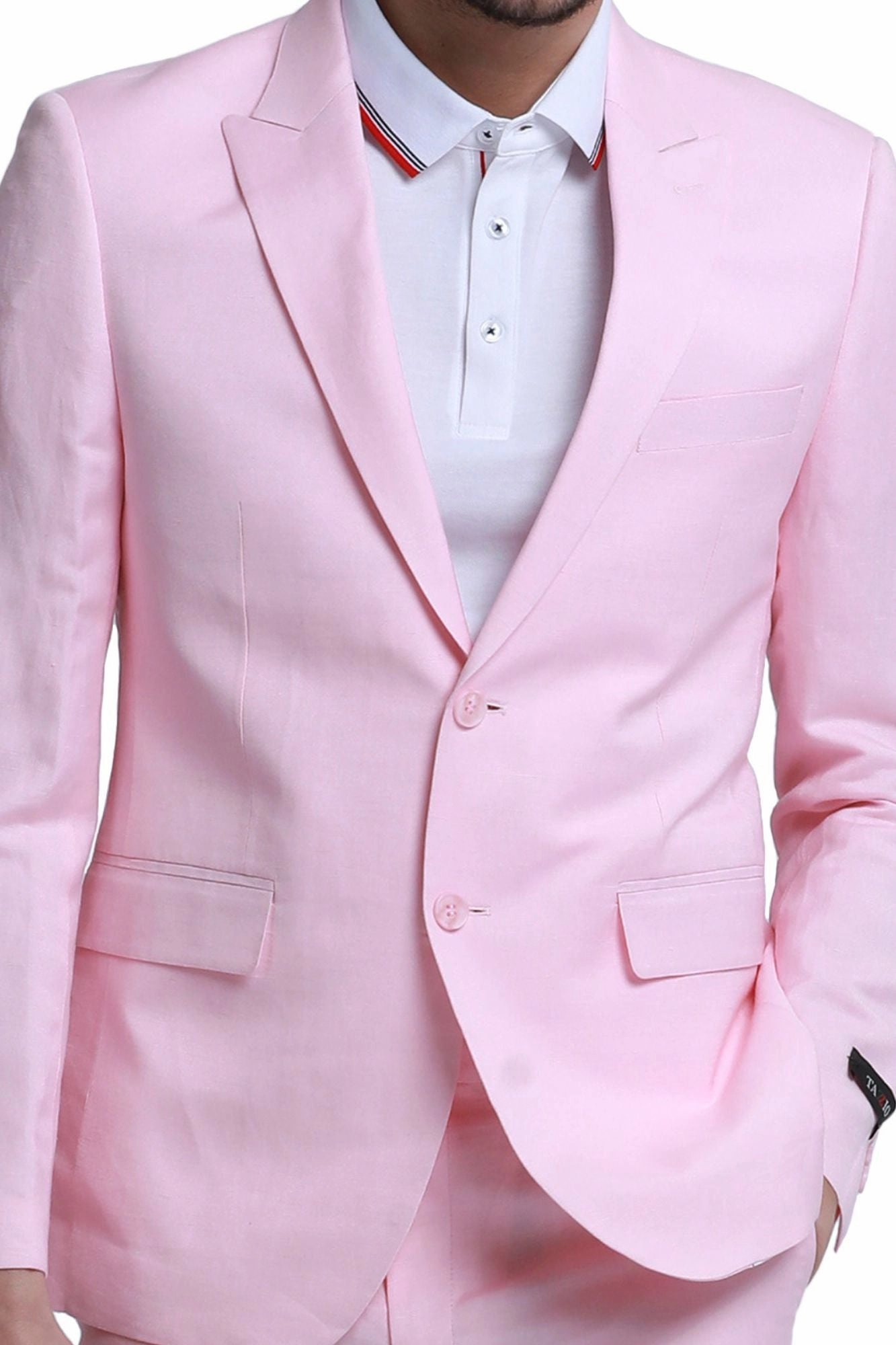 Couturious Collection: 2-Piece Slim Fit Solid Suit For Men In Pink