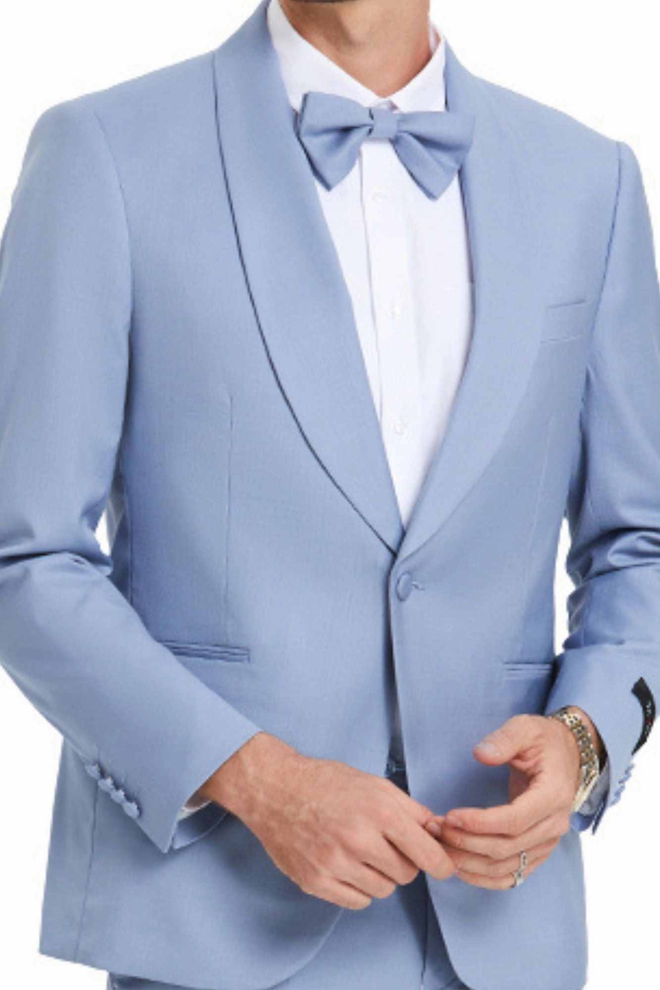 Distinction Collection: Men's Solid 2-Piece Suit In Beau Blue - Slim Fit