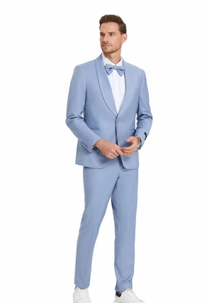 Distinction Collection: Men's Solid 2-Piece Suit In Beau Blue - Slim Fit