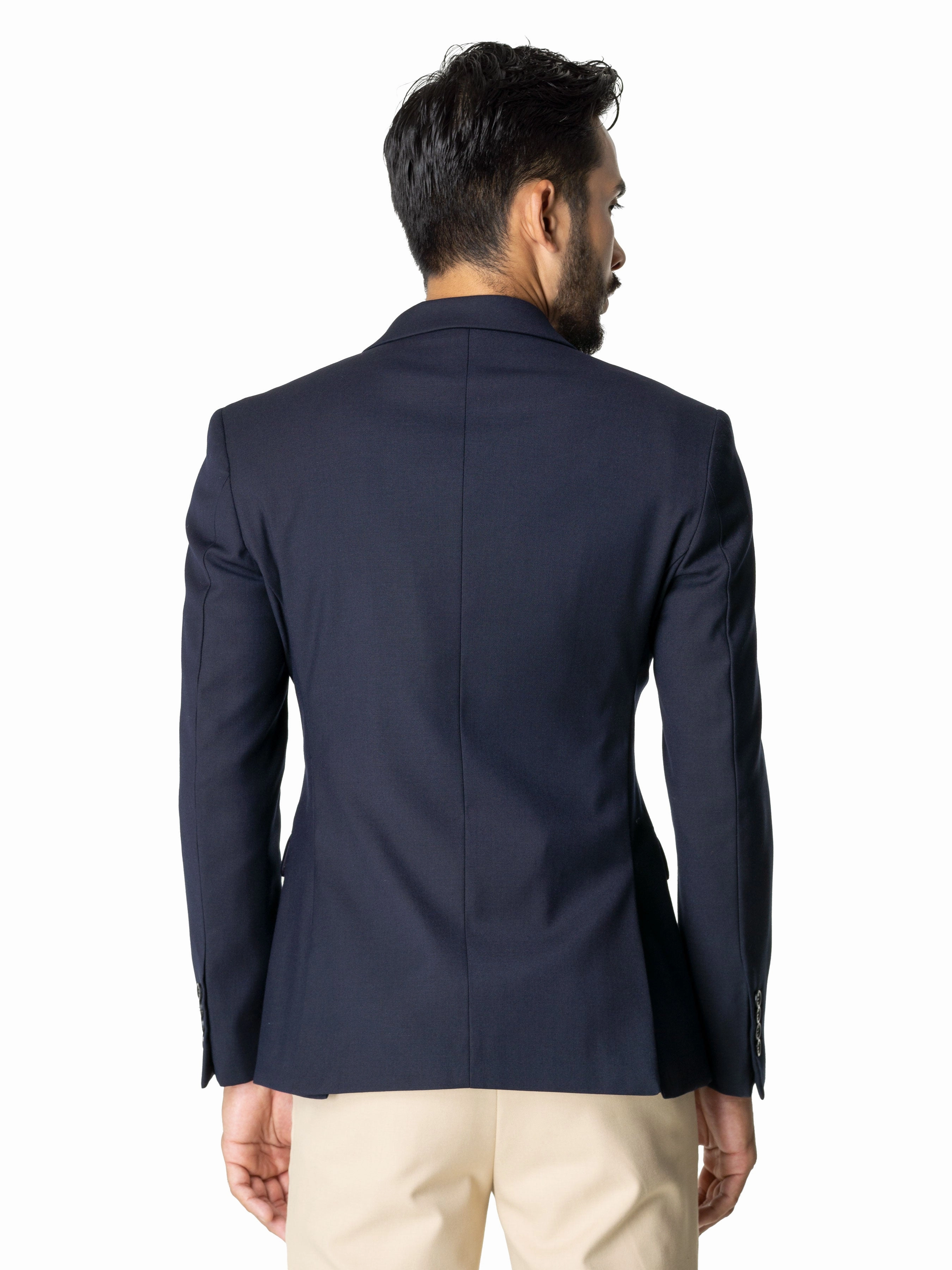 Double Breasted Suit Blazer - Deep Blue (Peak Lapel)