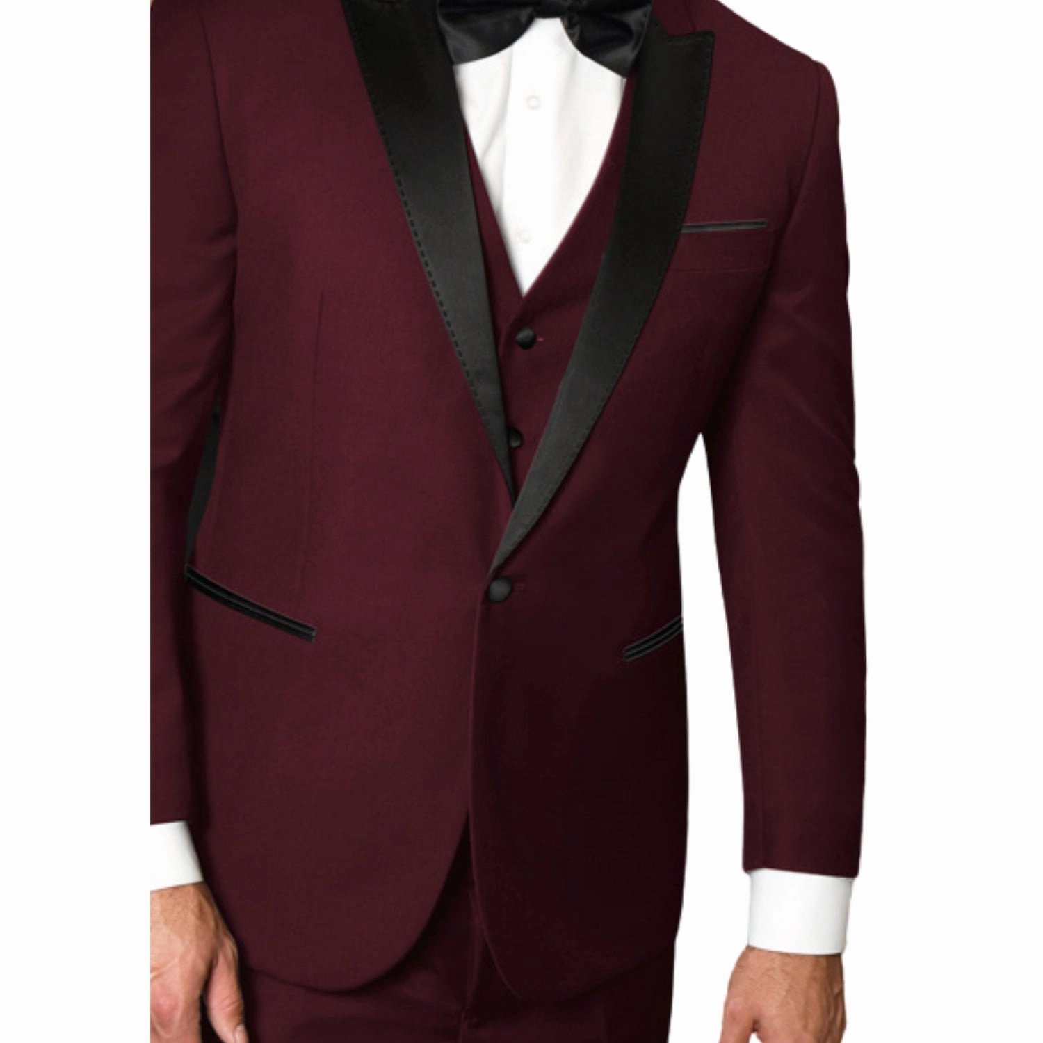 Earl Elegance Collection: 3PC Tailored Fit Tuxedo in Burgundy
