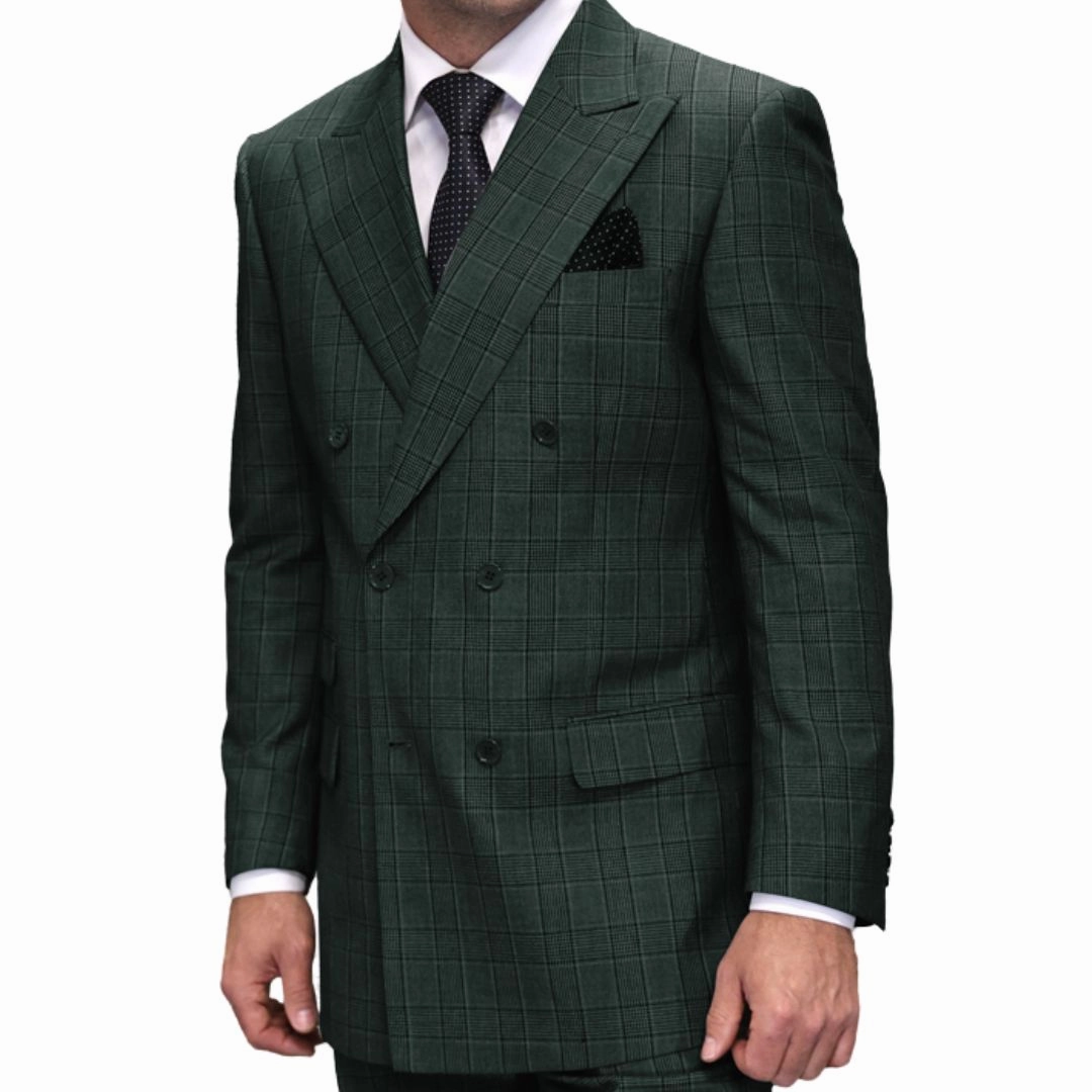 Ebon Sovereign Collection: Hunter 2-Piece Double-Breasted Plaid Suit