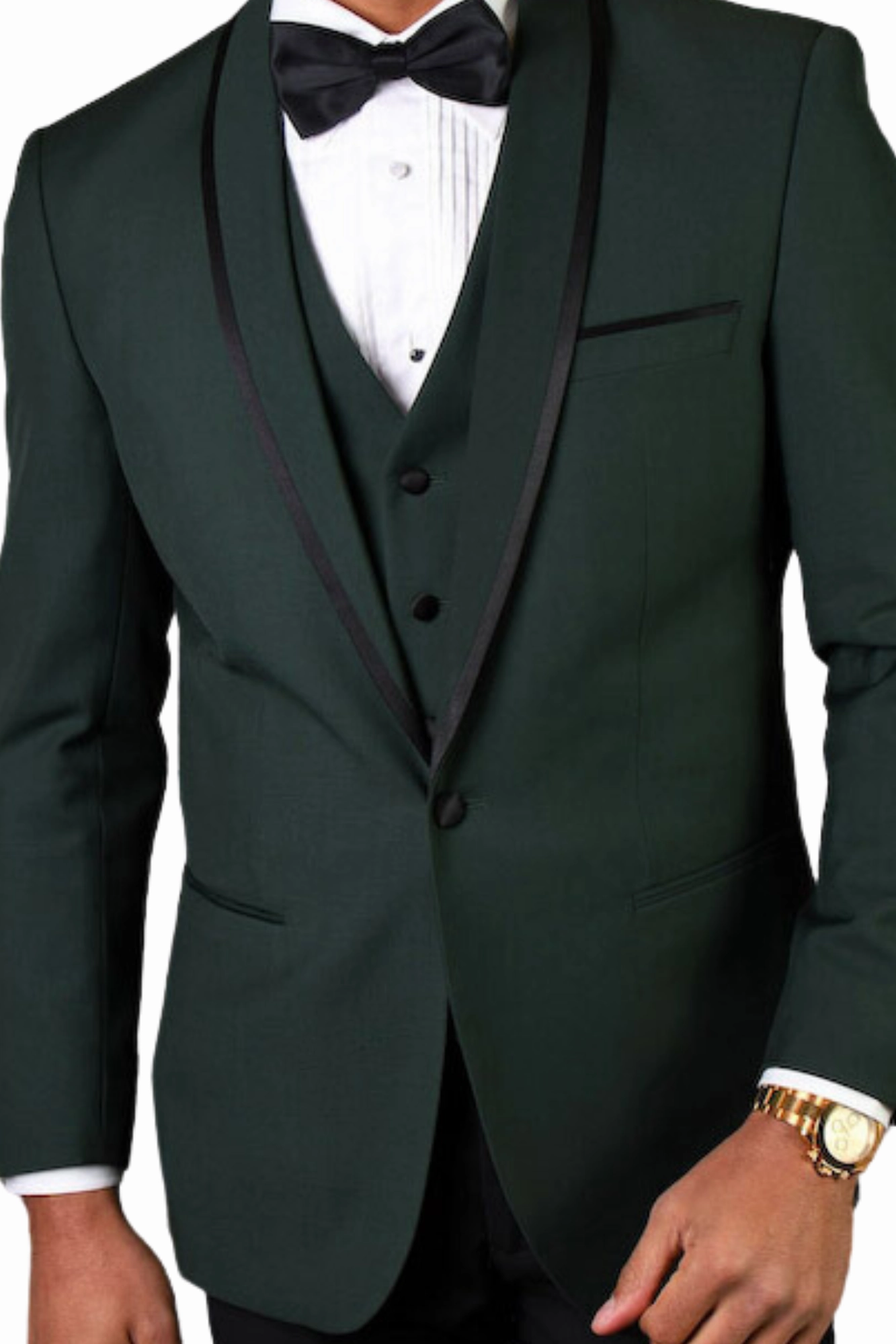 Empire Elegance Collection: Hunter 3PC Flat Front Pants with Bow Tie 100% Wool Tailored Fit