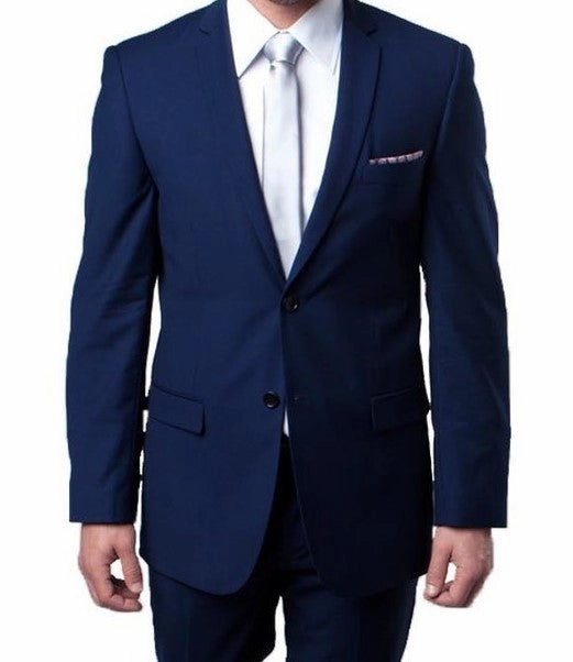 Essential Elegance Collection: Men's Two-Piece Suit Slim Fit with Notch Lapel In Blue - Slim Fit