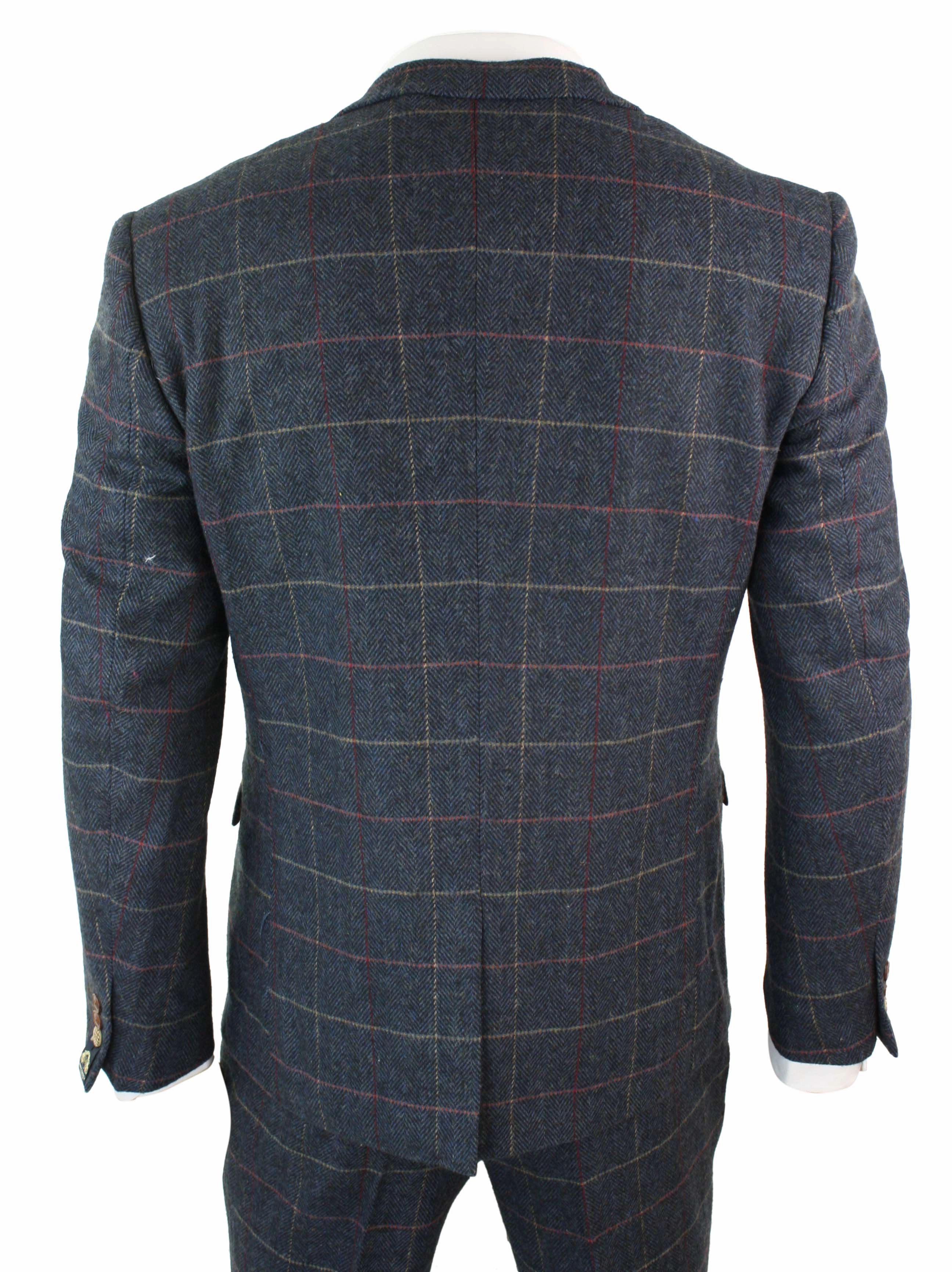 Eton Navy Blue Wine Check 3 Piece Suit