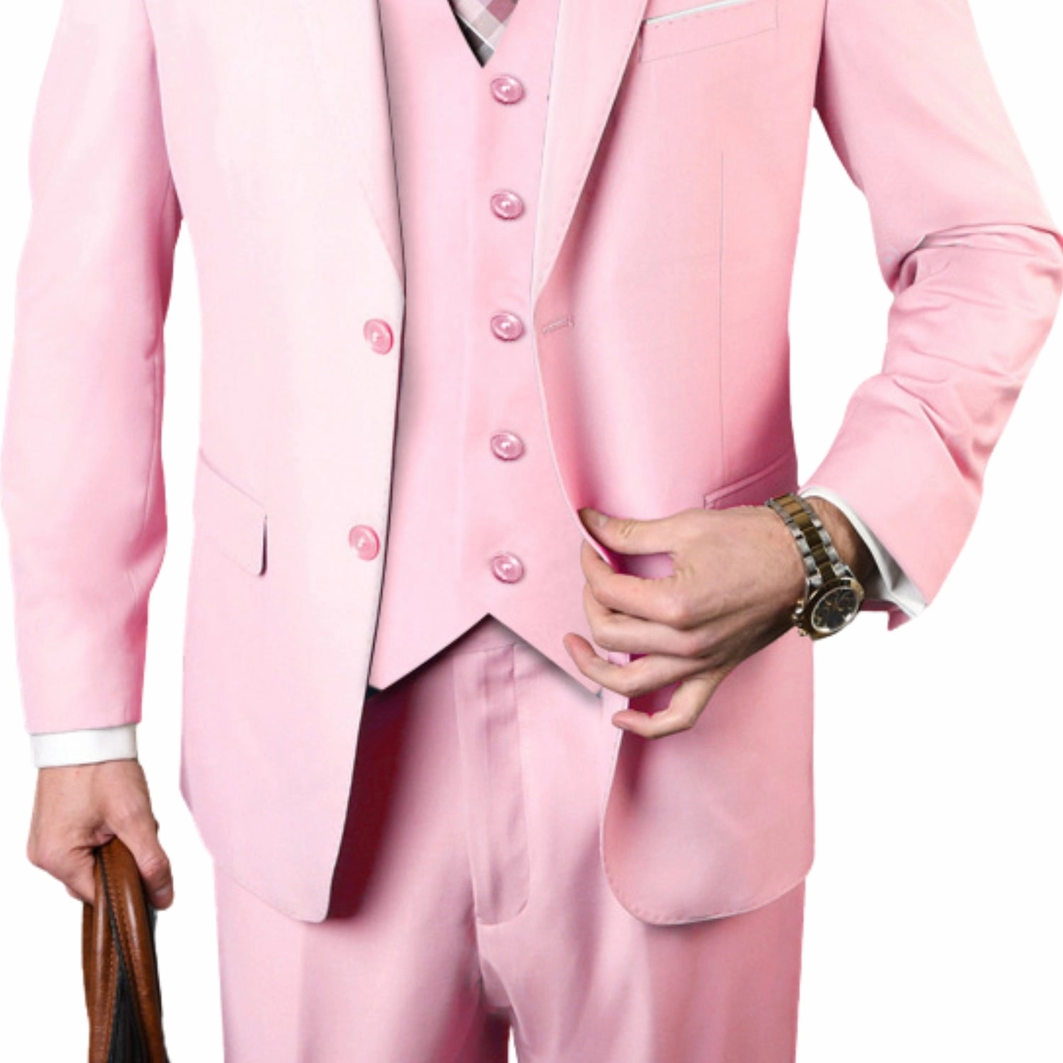 Europa Collection: Pink 3-Piece Modern Fit Suit – Super 180's Italian Wool