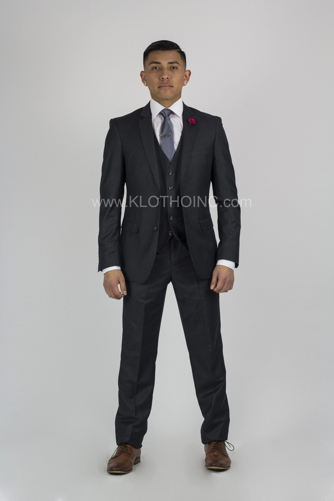 Fabio Fabrinni 2 Button 3 Piece Slim Fit Suit FF2S V-4030 Charcoal