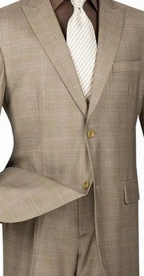 Fashinique Collection: Tan 2 Piece Glen Plaid Single Breasted Regular Fit Suit