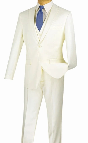 Formalita Collection: Men's Single Breasted 2-Button Slim Fit Suit In Ivory