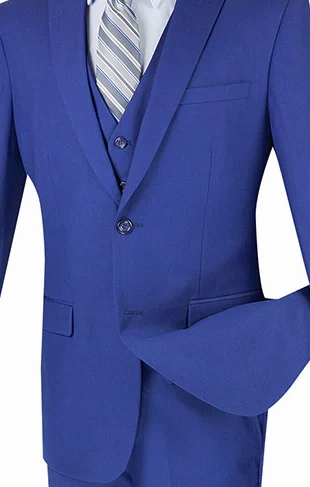 Formalita Collection: Twilight Blue 3 Piece Solid Color Single Breasted Slim Fit Suit
