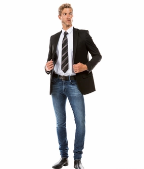 Fornido Collection: Black Solid Color Single Breasted Jacket- Modern Fit