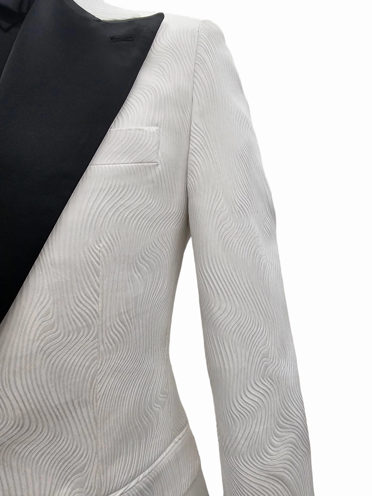 Giovanni Testi 1 Button Peak Satin Lapel Suit GT1PX-D566 White-Blk