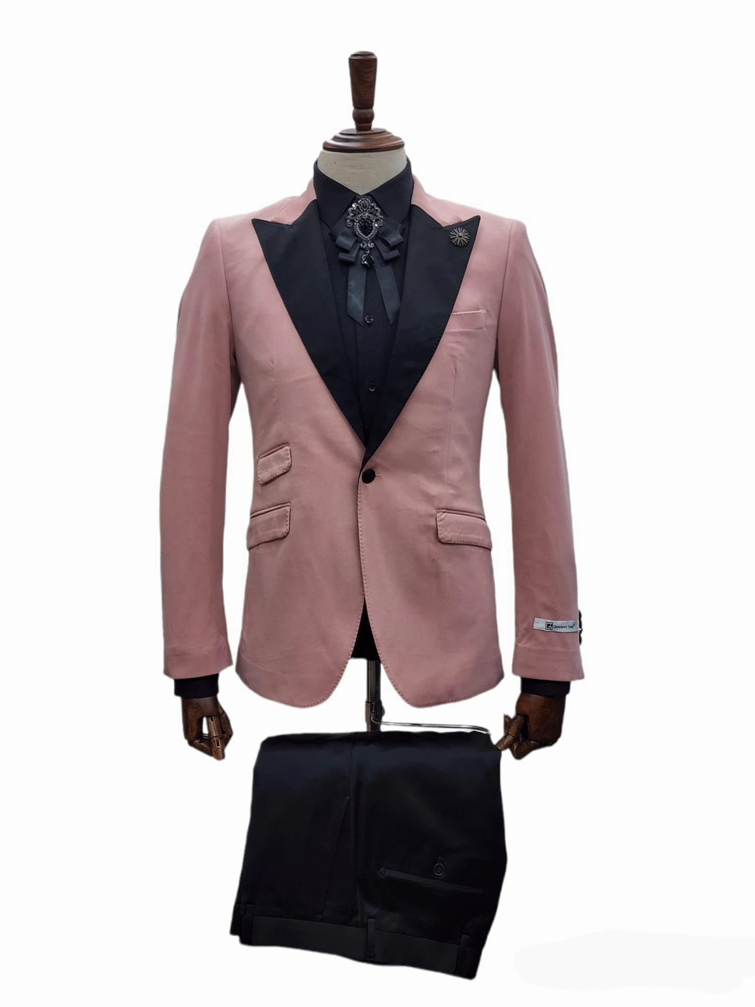 Giovanni Testi 1 Button Slim Fit Stretch Velvet Tuxedo GTX1P-1925 PINK