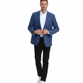 Glen Plaid Slim Fit Suit Jacket In Blue