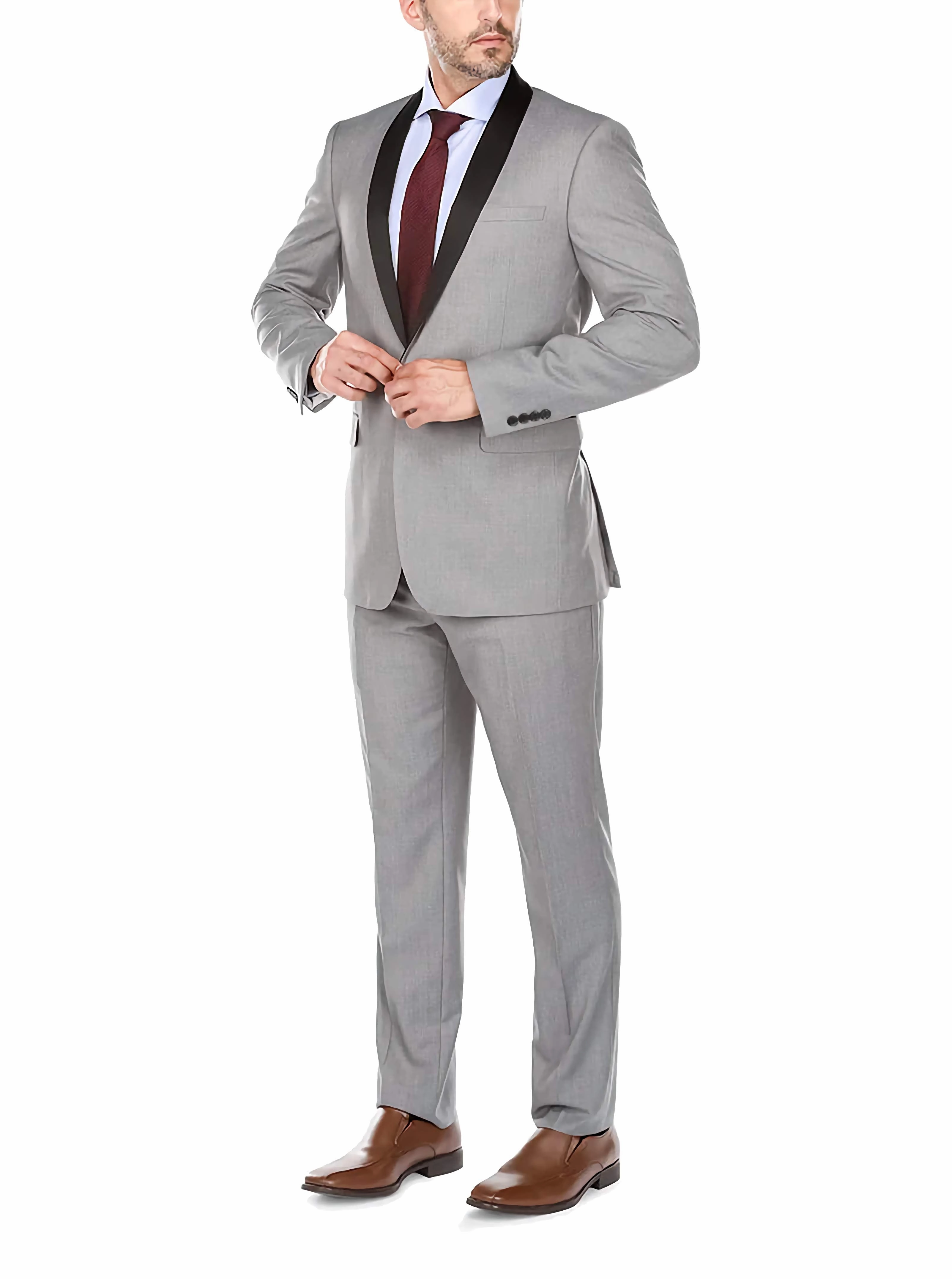 Gray 2 Piece Tuxedo Shawl Lapel Slim Fit