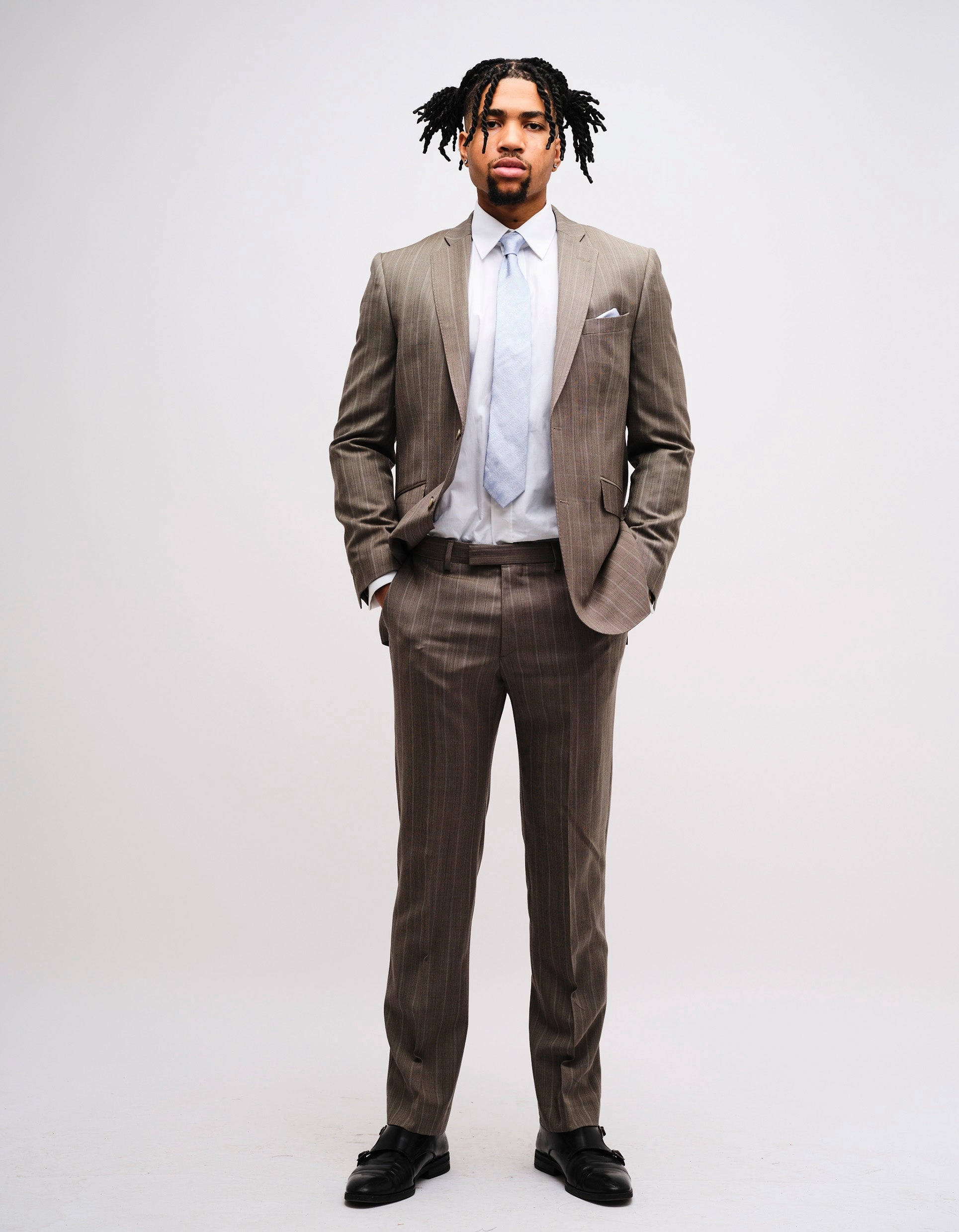 Grey Stripe Wool Suit