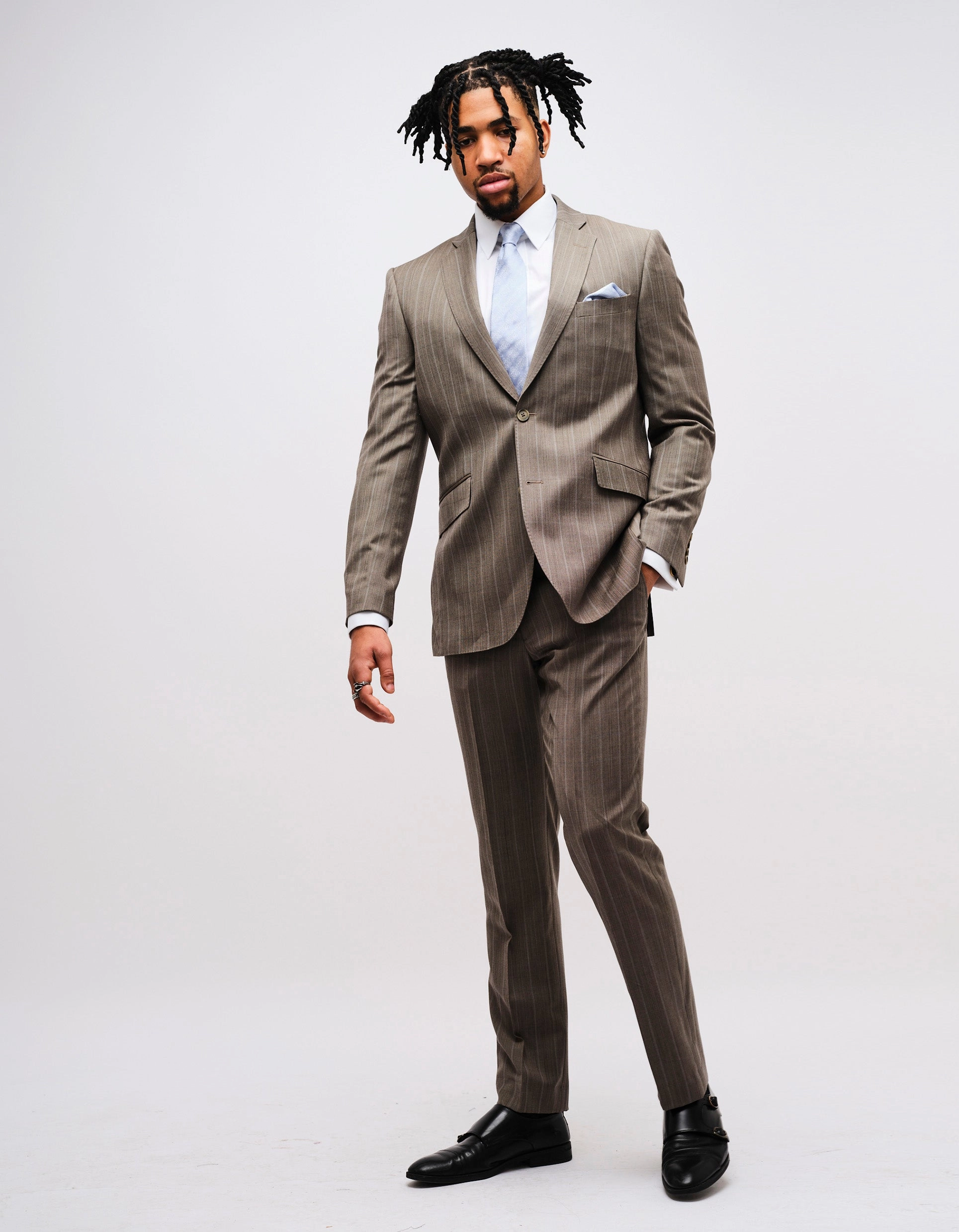 Grey Stripe Wool Suit