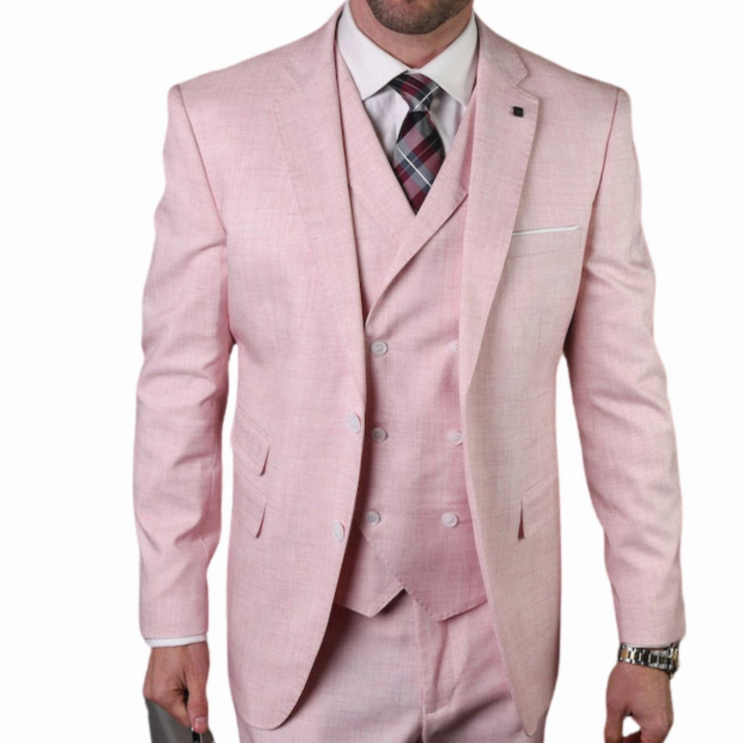 Haumea Collection: Men's Pink Tailored Fit 3-Piece Suit