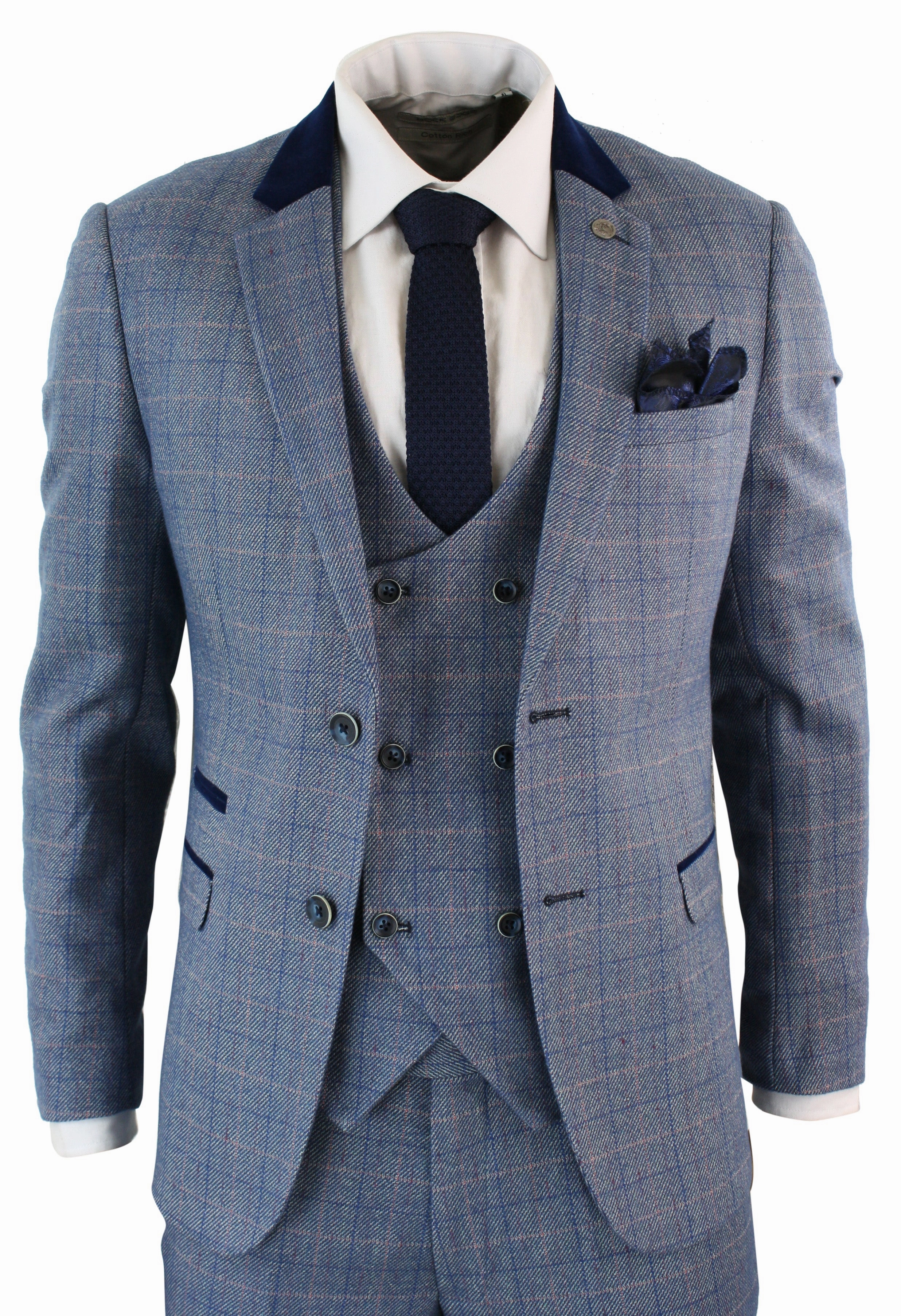 Hilton Blue Check 3 Piece Suit