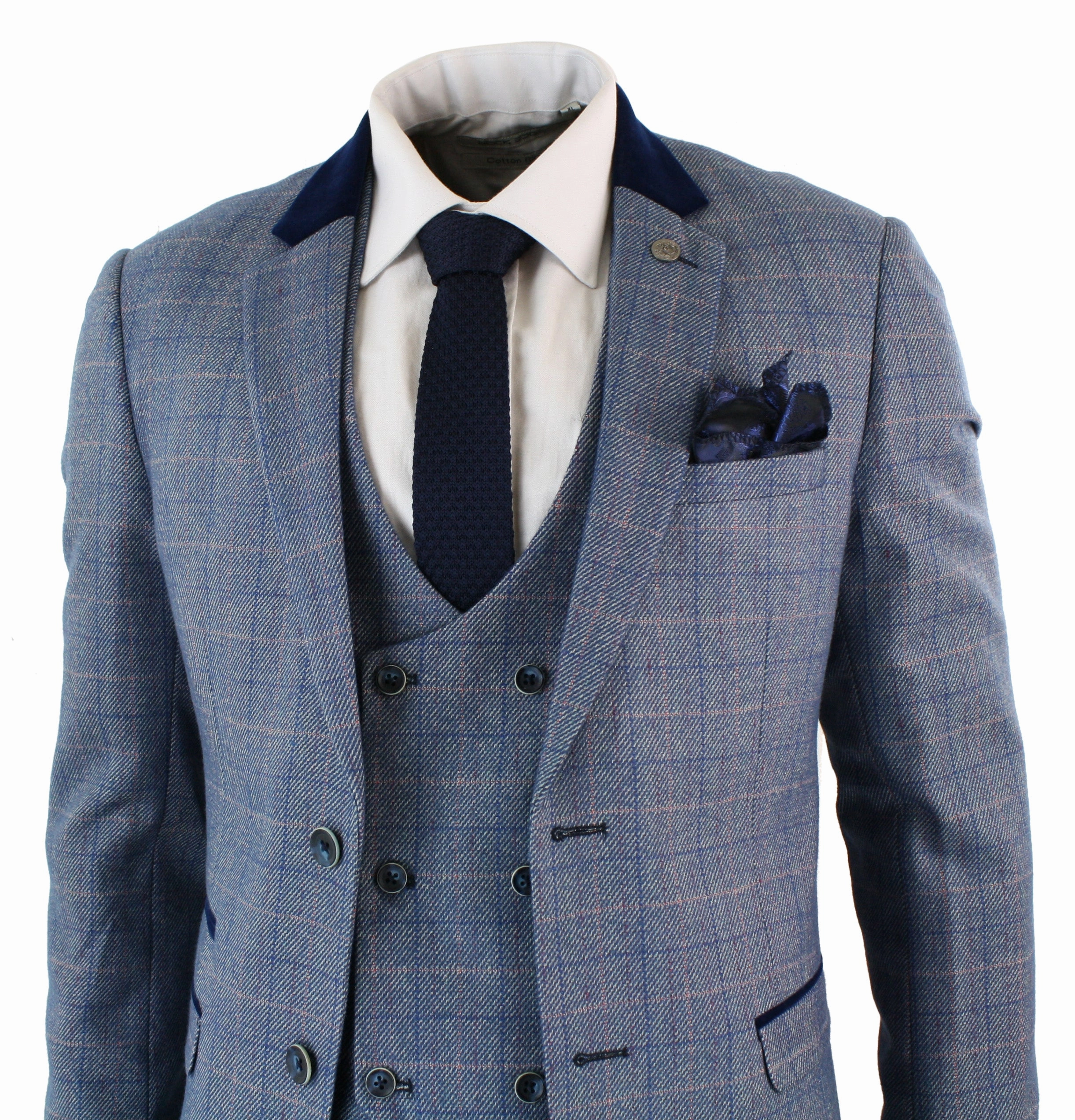 Hilton Blue Check 3 Piece Suit