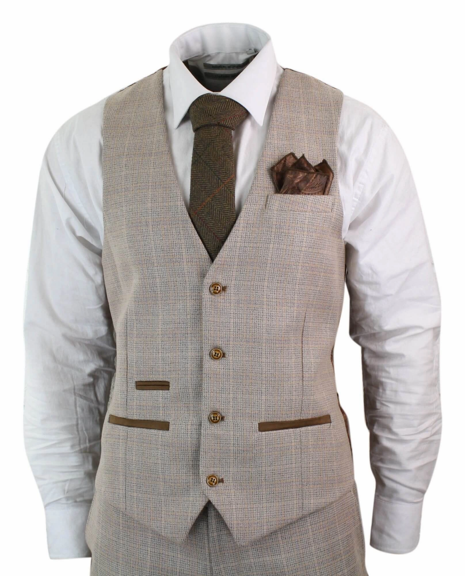 Holland Check Tweed Beige 3 Piece Suit