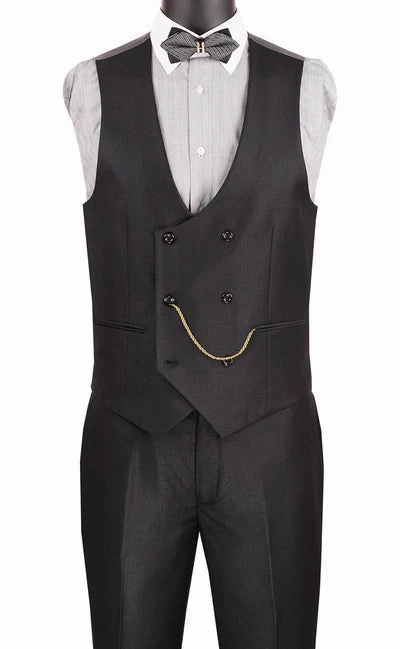 Imperial Collection: Black 2 Piece Birdseye Pattern Single Breasted Modern Fit Suit
