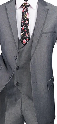 Imperial Collection: Charcoal 2 Piece Birdseye Pattern Single Breasted Modern Fit Suit