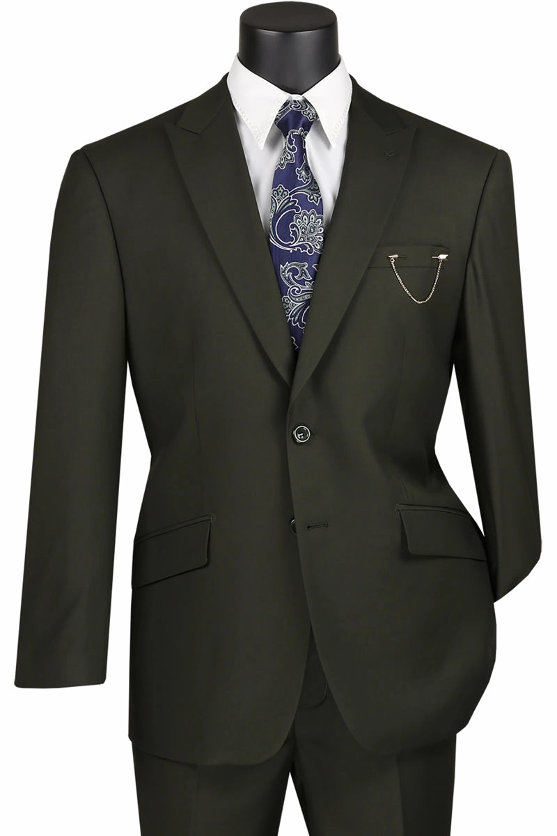 Iris Innovations Collection: Olive 2 Piece Solid Color Single Breasted Modern Fit Suit