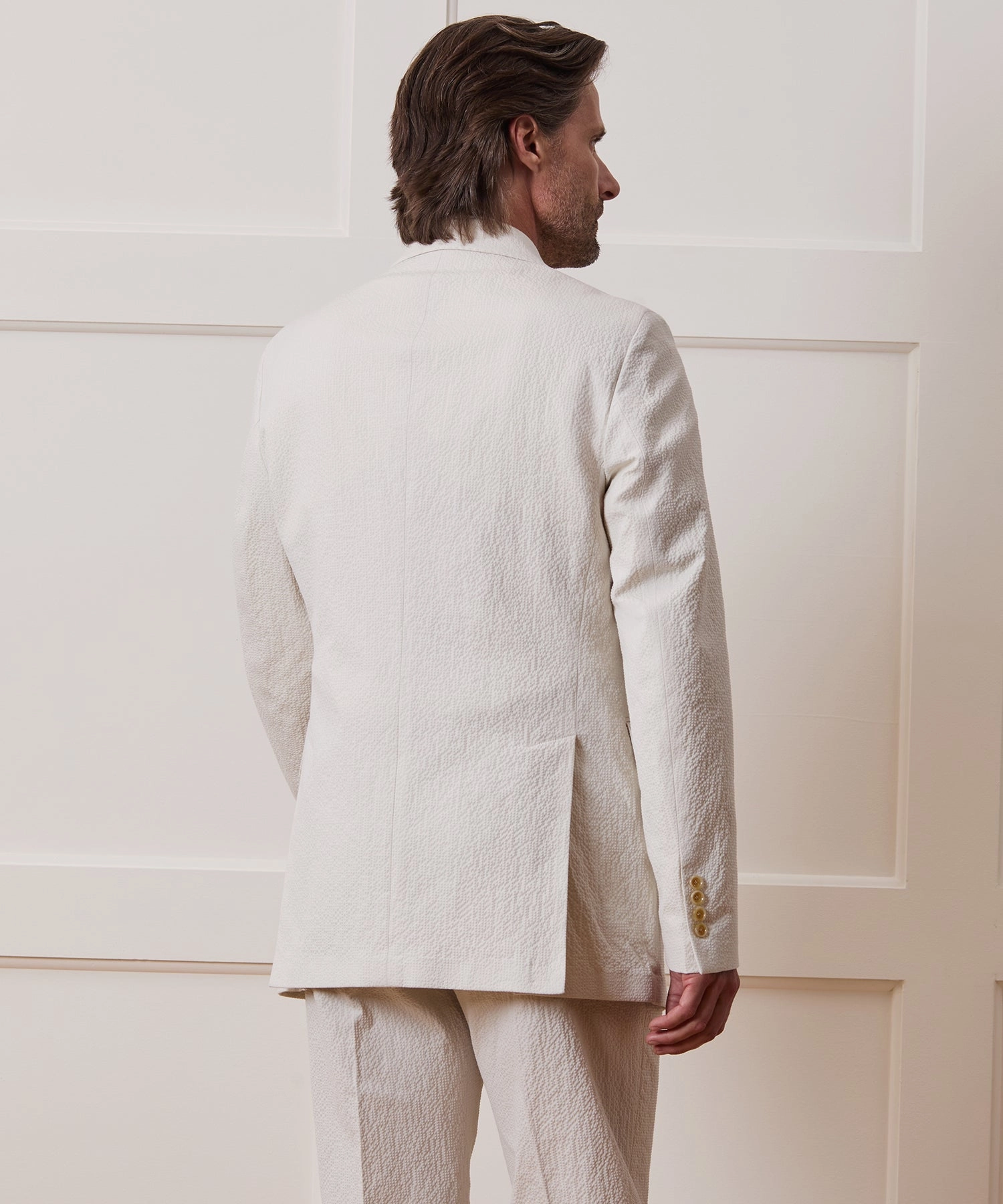 Italian Seersucker Double-Breasted Suit