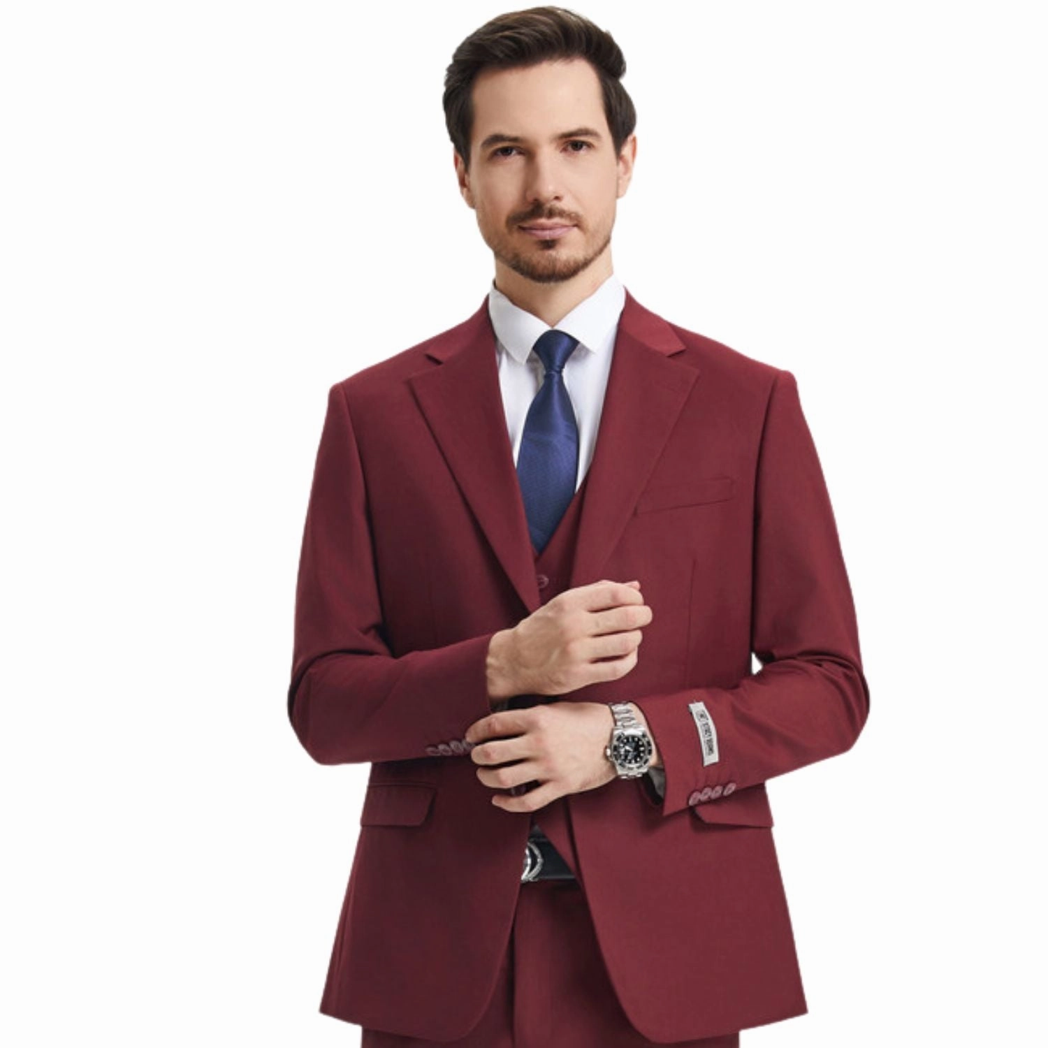 Kepler Collection: Stacy Adams Burgundy Solid 3-Piece Suit