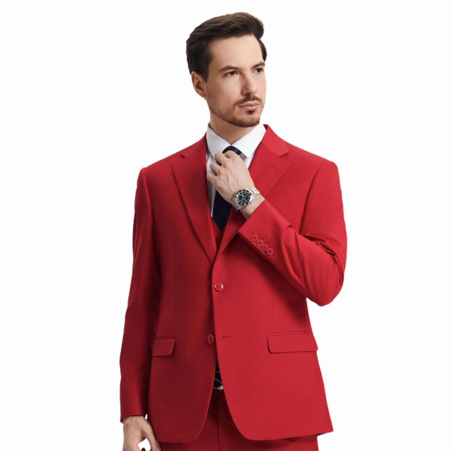 Kepler Collection: Stacy Adams Red Solid 3-Piece Suit
