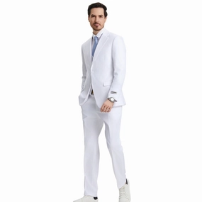 Kepler Collection: Stacy Adams White Solid 3-Piece Suit