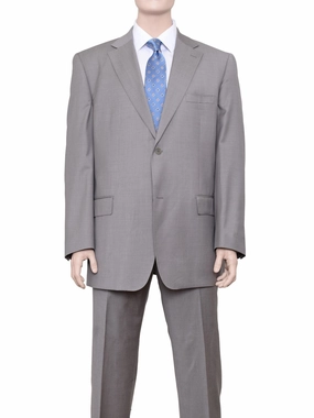 Label E Mens Solid Tan Classic Fit 100% Wool 2 Piece Suit