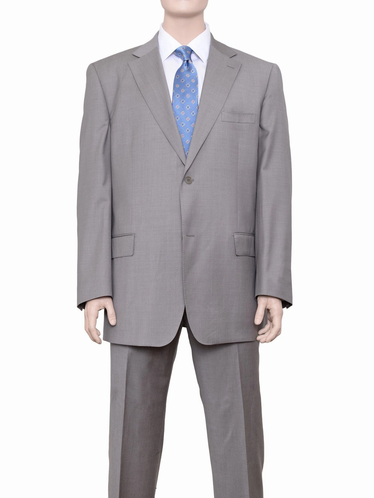 Label E Mens Solid Tan Classic Fit 100% Wool 2 Piece Suit