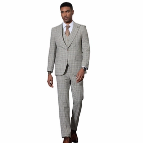 Lunaris Collection: Stacy Adams Glen Plaid Suit In Grey