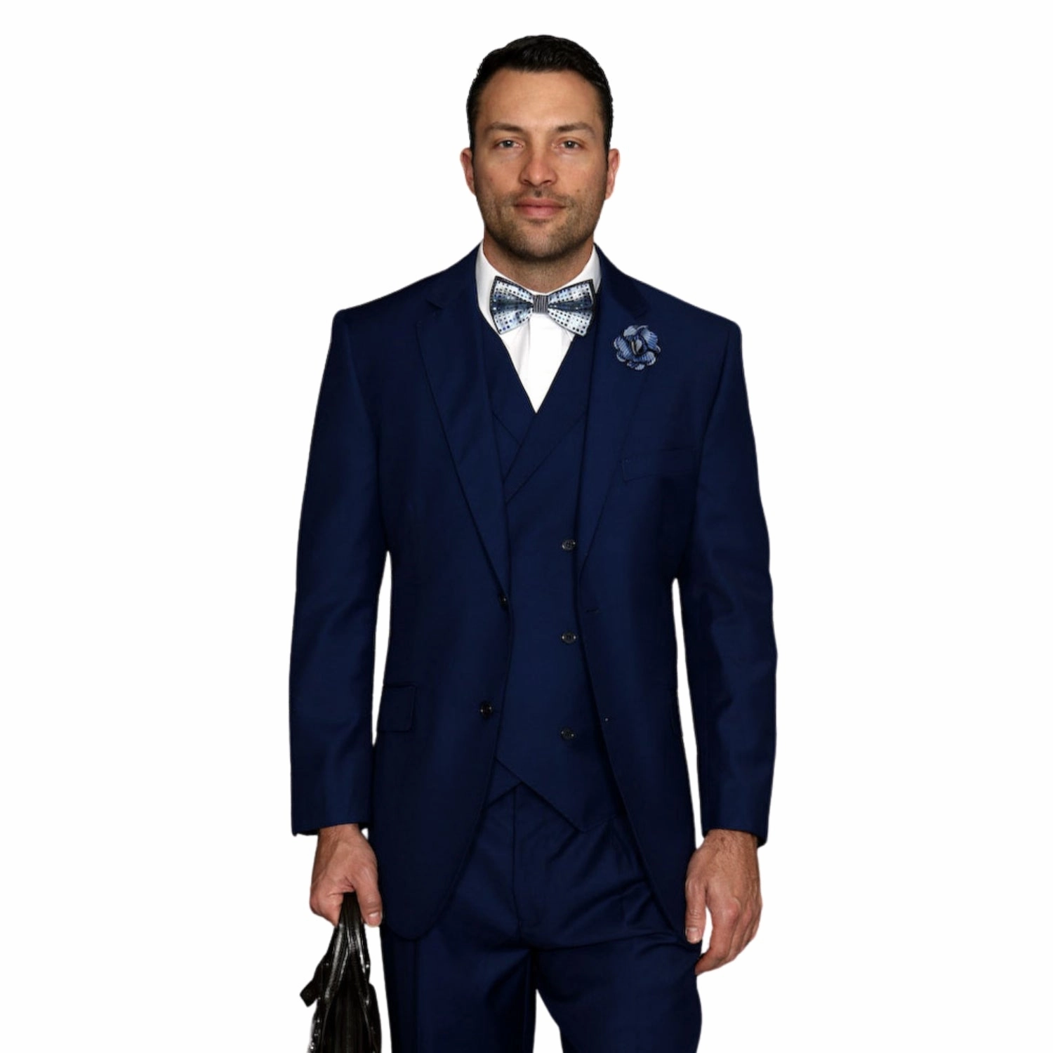 LunarLuxe Collection: Sapphire 3-Piece Suit with Double-Breasted Vest and Pleated Pants - Classic Fit
