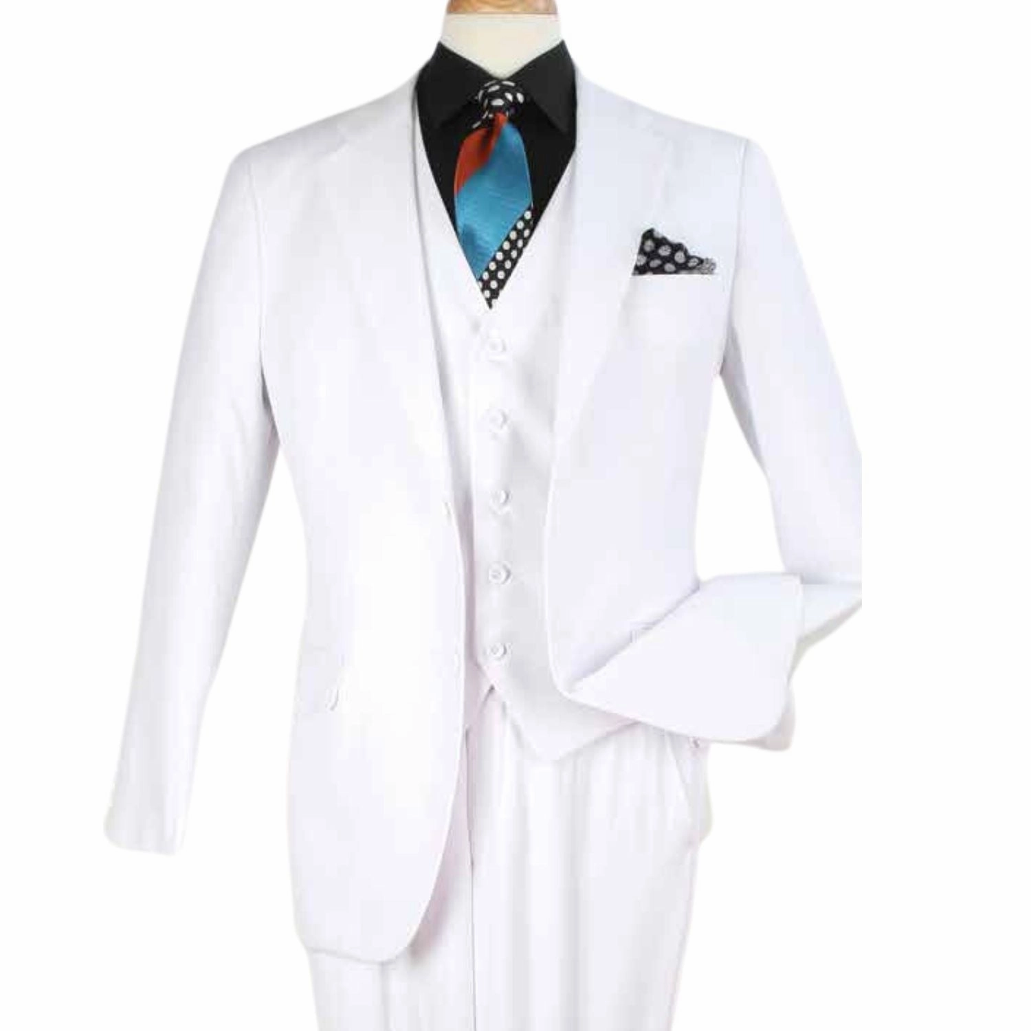 Luxury Wool Feel Pure White Classic Fit 3-Piece Suit Set with Vest