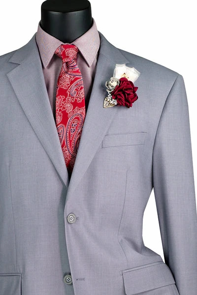 Marquis Collection: Light Grey 2 Piece Solid Color Single Breasted Regular Fit Suit