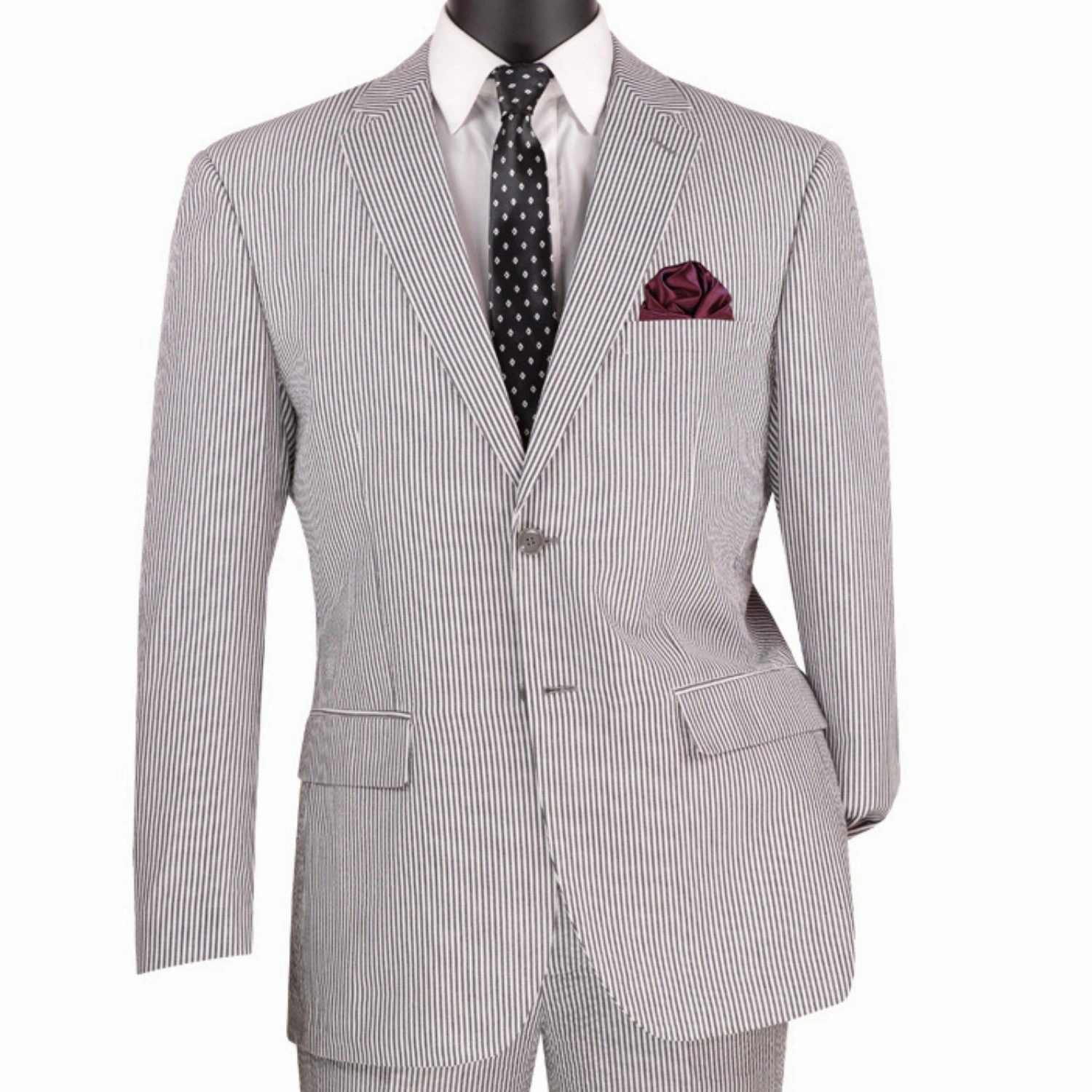 Medievalor Collection: Black 2 Piece Seersucker Single Breasted Modern Fit Suit