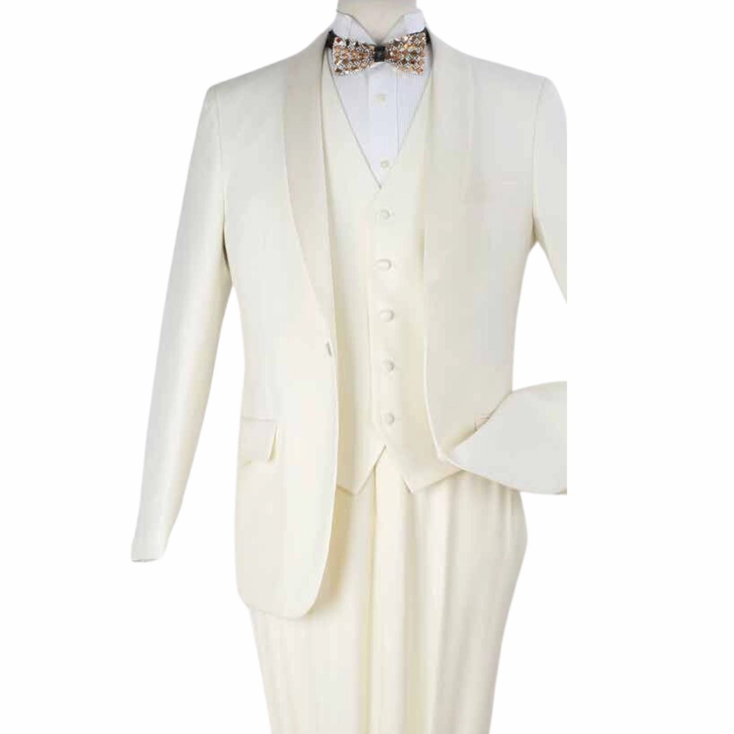 Men's Off-White Modern Fit One-Button Luxury Wool-Feel Suit