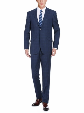 Men's Slim Fit 2-Piece Single Breasted Check Dress Suit