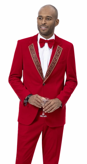 Mimas Collection: Red Two Piece Velvet Fashion Suit