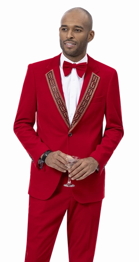Mimas Collection: Red Two Piece Velvet Fashion Suit