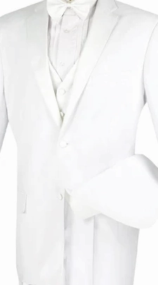 ModishMondo Collection: White 4 Piece Solid Color Single Breasted Regular Fit Tuxedo