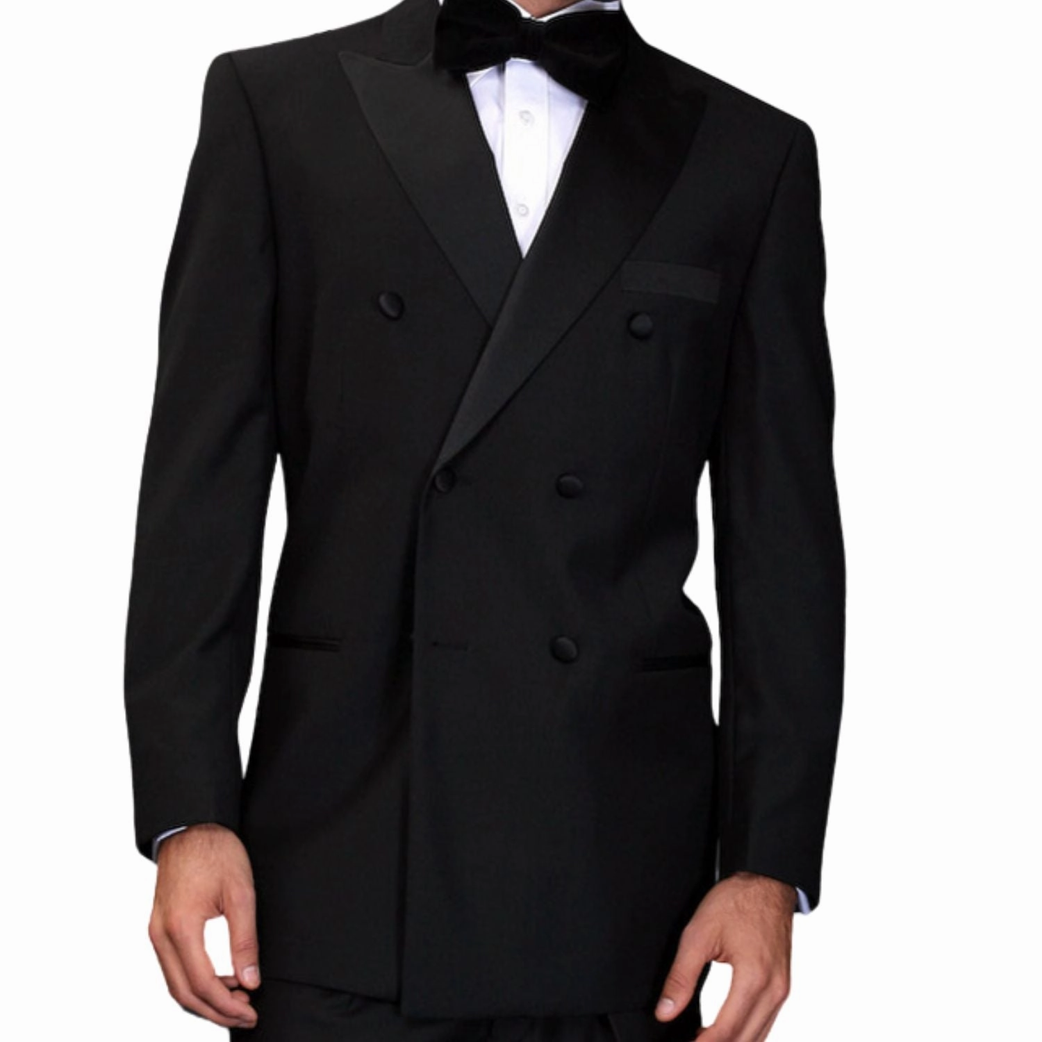 Musca Collection: Black Double-Breasted 2-PC Tuxedo With Super 150's Wool
